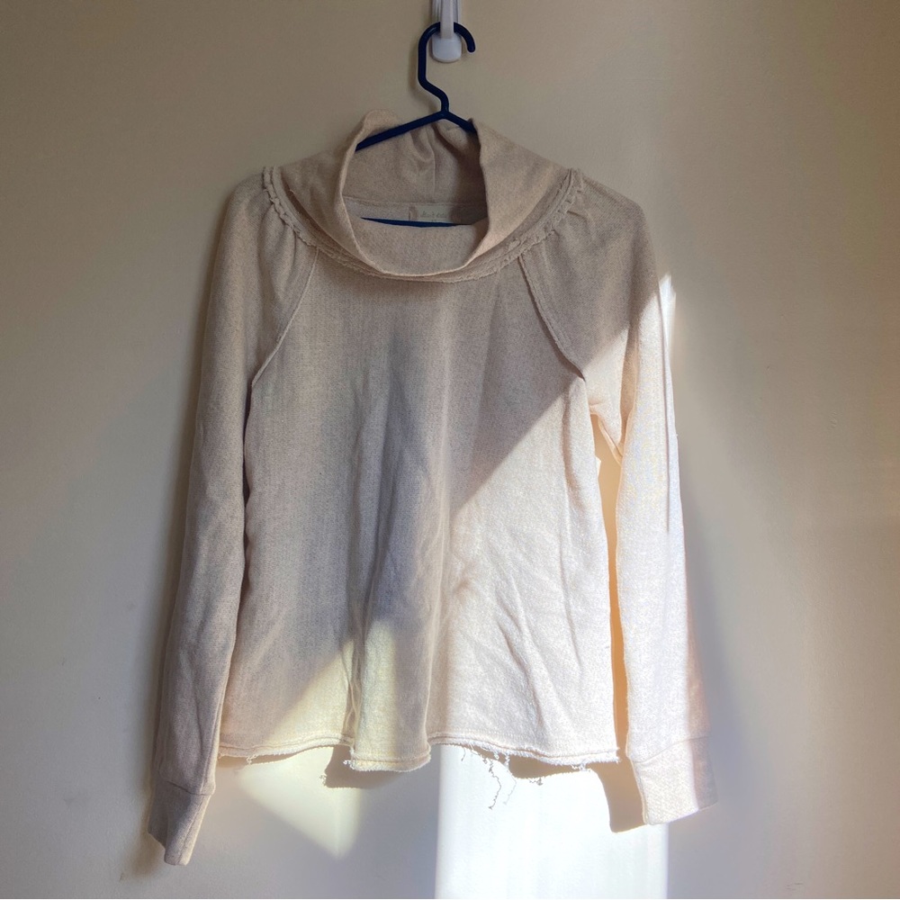 Altar’D State White Long Sleeve Fall/Winter Cotton Shirt with Wide Collar (XS)